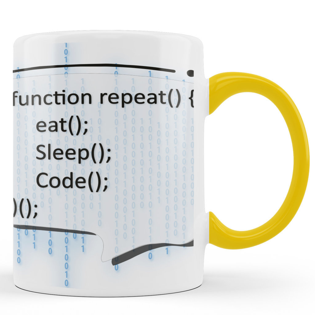 Printed Ceramic Coffee Mug | Mugs For Programmer | Function Repeat Eat Sleep  Code |325 Ml